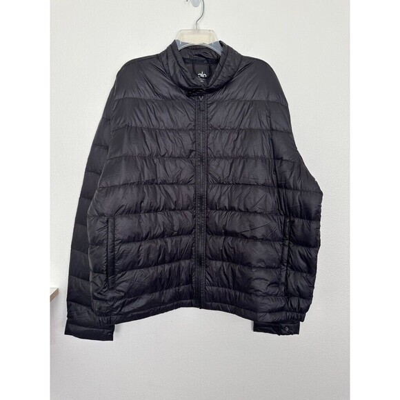 Alo Yoga Aspen Down Puffer Jacket Quilted Long Sleeve Black Full Zip Men's 2XL - Picture 1 of 9
